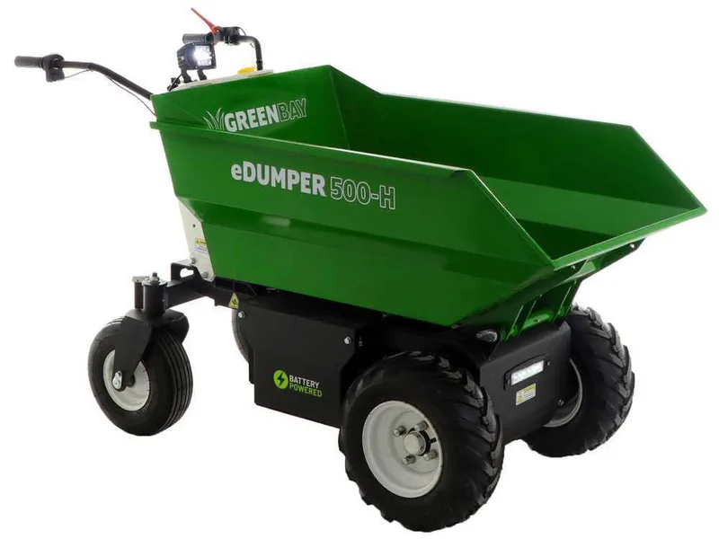 GREENBAY eDumper 500-H -Brouette électrique à batterie - 48V 32Ah - Basculement hydraulique