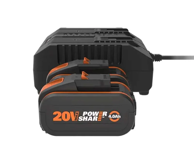 Worx WA3611 - Starter Kit Chargeur de batteries double + 2x Batteries 20V 4Ah