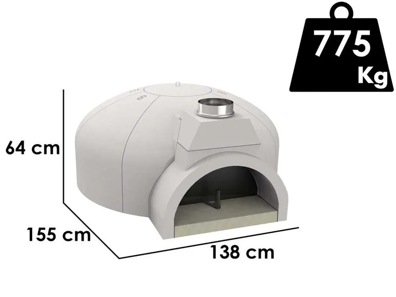 Edilmark FP 120N - Four à bois encastrable avec plan de cuisson Ø 120 cm - Capacité cuisson 8 pizzas
