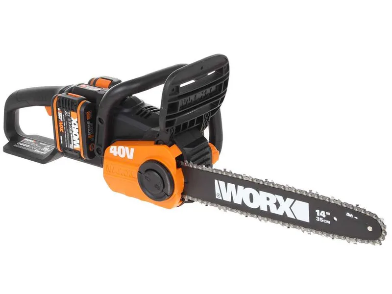 WORX WG384E - Tronçonneuse à batterie 2 x 20 V 2 Ah - Guide de 35 cm