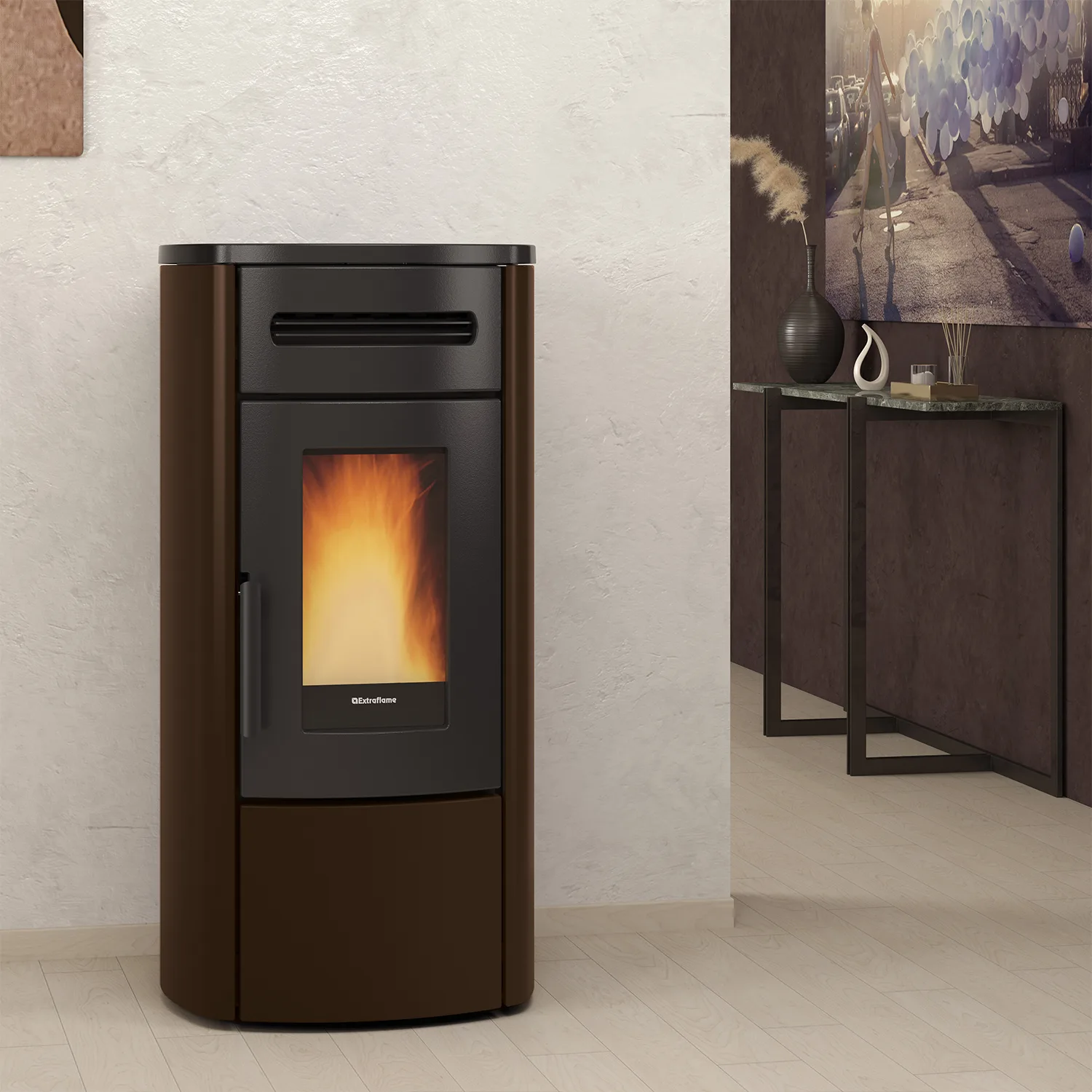 Extraflame Evolution Line Guenda Idro poêle à granulés bouilleur acier bronze