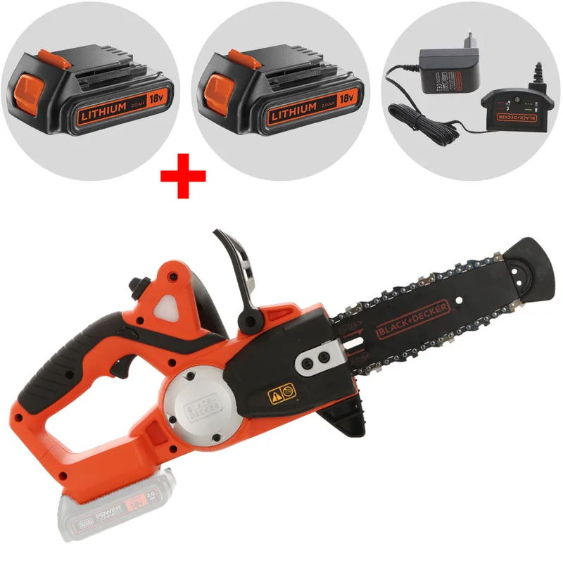 Black & Decker GKC1820L20-QW - Tronçonneuse à batterie 18 V 2 Ah + une batterie 18 V 2 Ah - Guide de 35 cm