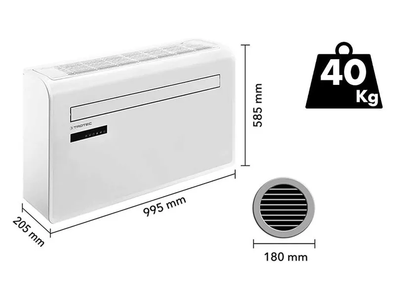 Trotec PAC-W 2650 SH - Climatiseur sans unité extérieure - 9 000 BTU - Fonction chauffage