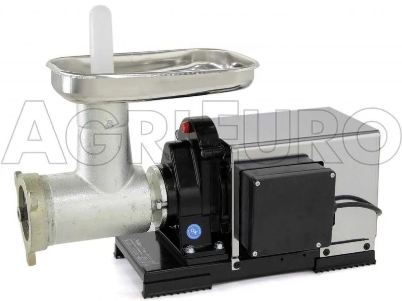 Hachoir à viande Reber 9504N INOX - N.32 - Moteur électrique à induction professionnel de 1200W - Motoréducteur standard