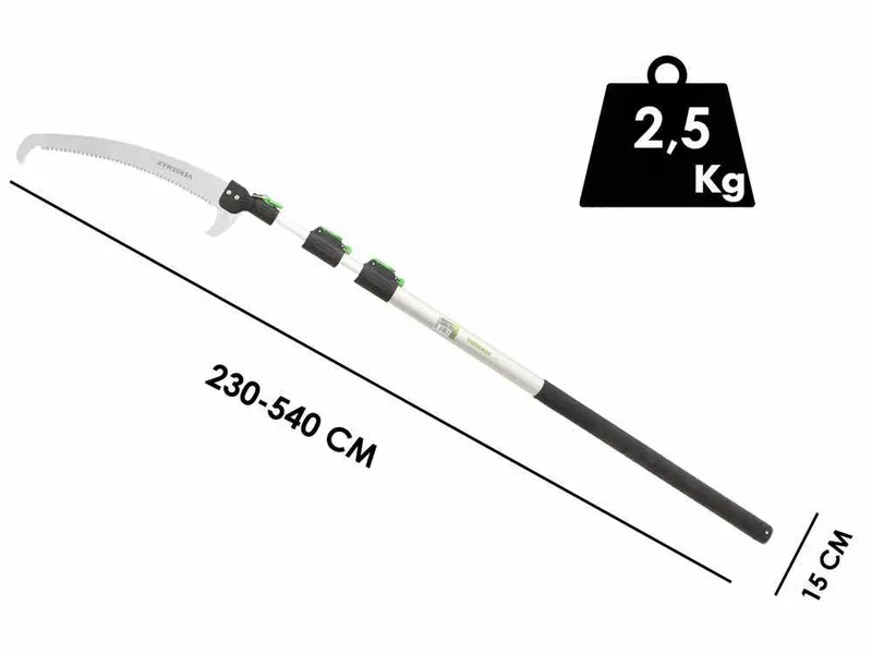 Scie de jardin Verdemax + Perche télescopique 3 sections 190-500 cm