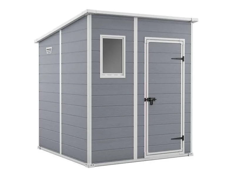 Keter Manor Pent gris - Abri de jardin - Avec fenêtre frontale - 183.5x185x200 cm