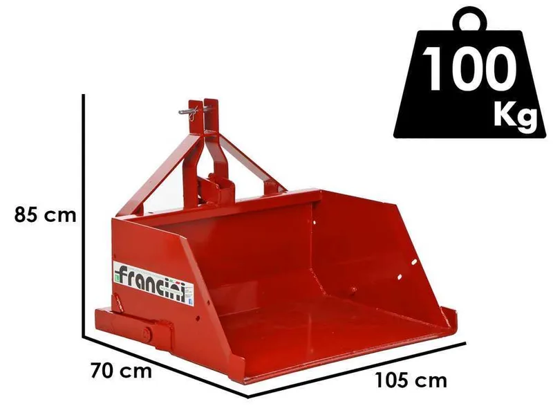 Francini PR 100 - Godet arrière hydraulique pour tracteur - de 100 cm - Capacité 400 Kg