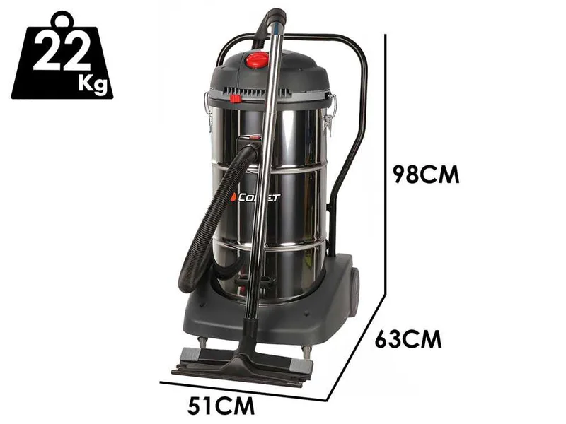 Comet CVP 365 XB - Aspirateur multifonctions - 65 L - Bidon en acier - Poussières et liquides - Inox - Cuve amovible