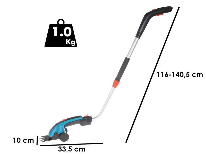 Gardena ComfortCut - Cisaille à batterie pour gazon avec perche - 3.6V 3Ah