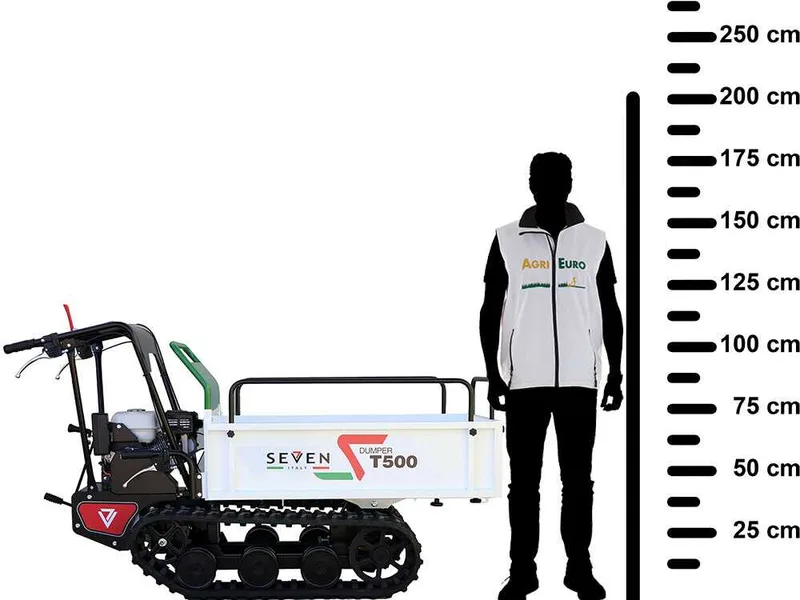 Brouette à chenilles Seven Italy T500 GX-E - Benne extensible - démarrage électrique - Capacité portante 500 kg