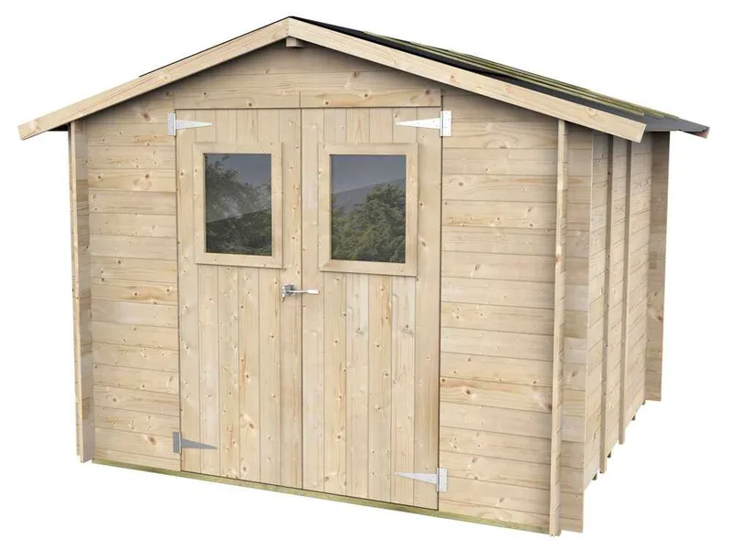 Alce Hobby 248x248 - Abri de jardin en bois - Avec fenêtres et porte à double battant - 248x248x217 cm