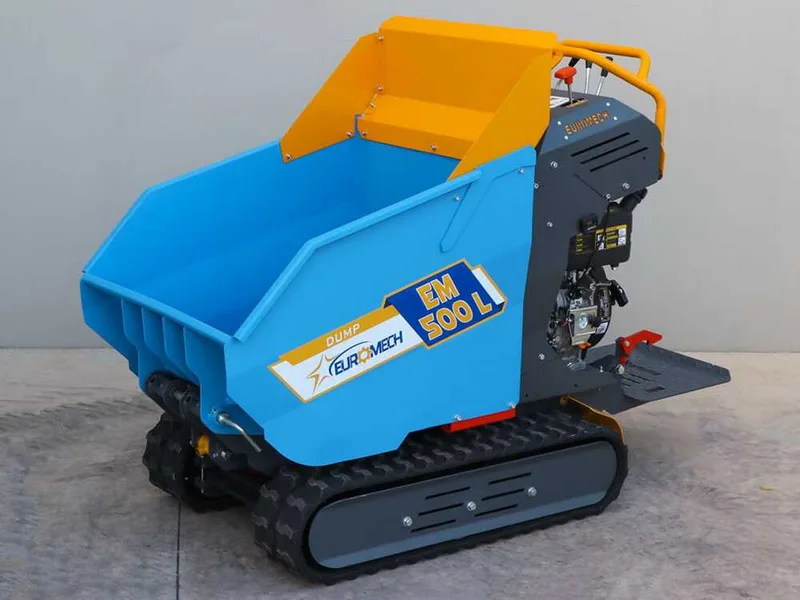 EuroMech EM500L-Dump - Brouette à moteur avec benne dumper hydraulique 500Kg - Transmission hydrostatique