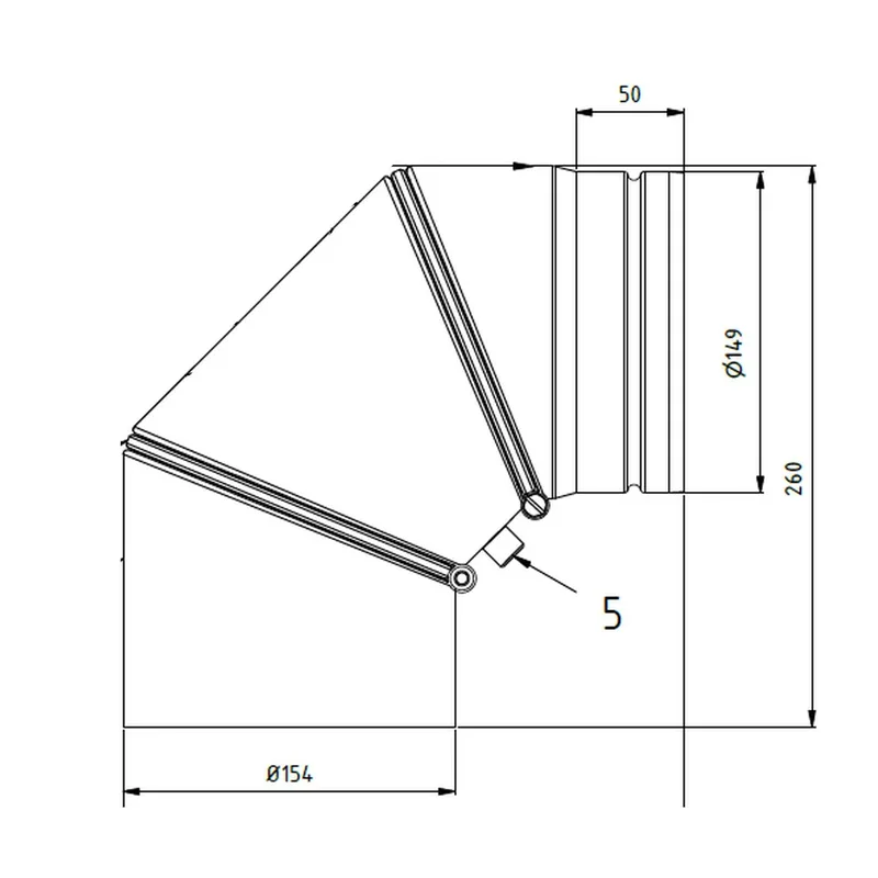 Raik coude LS diamètre 150/0-90° 2,00mm rétreint orientable 3-pièces avec porte intégrée noir