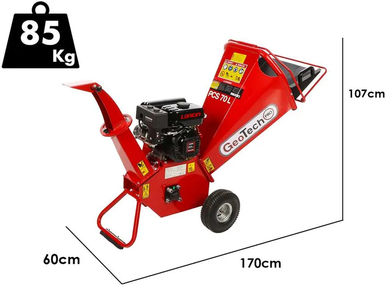 GeoTech Pro PCS70L - Broyeur de branche thermique professionnel - Moteur Loncin 7 CV
