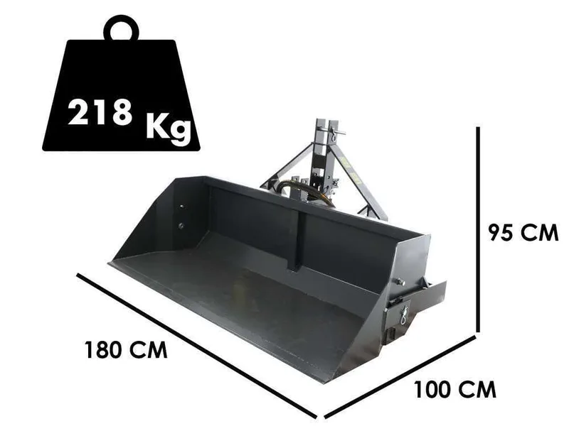 Godet arrière hydraulique pour tracteur BlackStone B-PAL H 180 - de 180 cm - Charge 700Kg