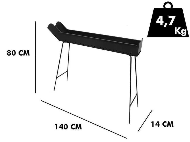Mille BBQ-100 Go - Barbecue spécial pour brochettes à charbon - 100x14 cm