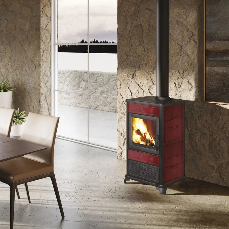 EK63 Fancy Evo Poêle à bois céramique bordeaux