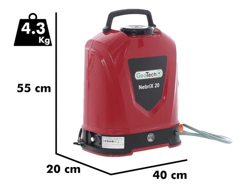 GeoTech NEBRIX 20 - Pompe de pulvérisation à dos à batterie - 20 litres - 12 V 8 Ah