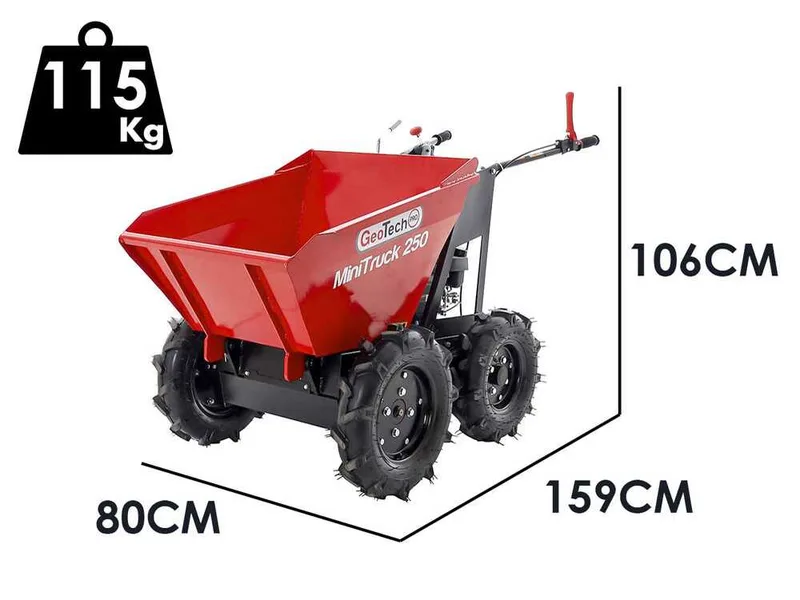 GeoTech Pro MiniTruck 250 - Brouette motorisée 4x4 avec moteur Loncin LC1P65FE-2