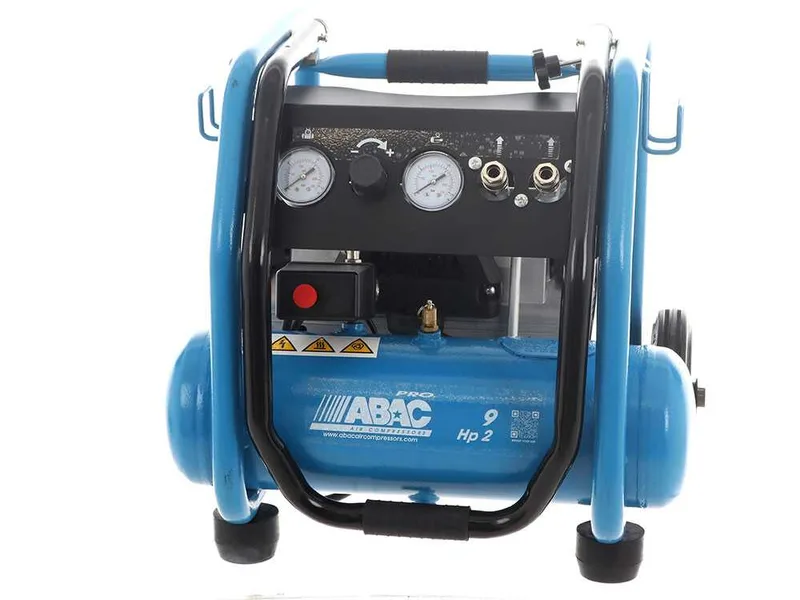 Abac portable rollcage OS20P - Compresseur d'air électrique monophasé silencieux, sans huile - Moteur 2 CV - 9 L