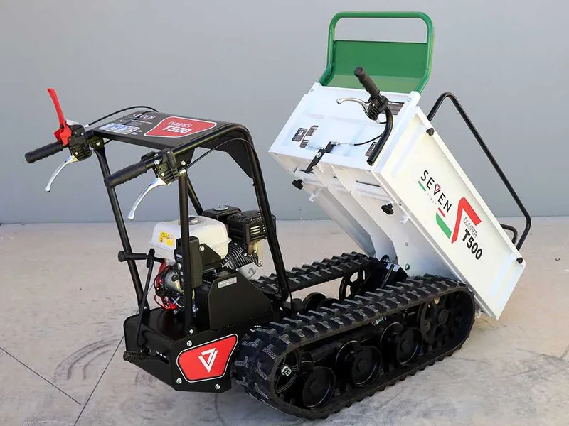 Brouette à chenilles Seven Italy T500 GX-E - Benne extensible - démarrage électrique - Capacité portante 500 kg