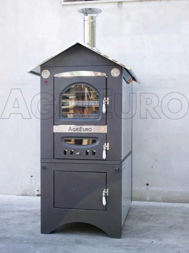 AgriEuro Medius Plus 100 EXT - Four à bois en acier d'extérieur - ventilé, toit inox