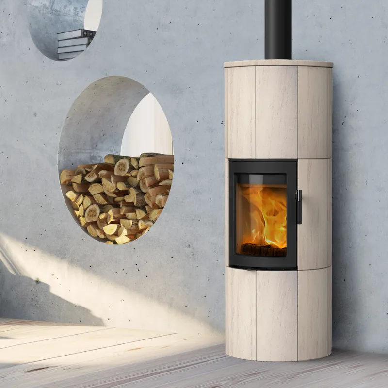 Poêle à bois Lotus Maestro 152 Noir/Calcaire, évacuation des fumées par le haut