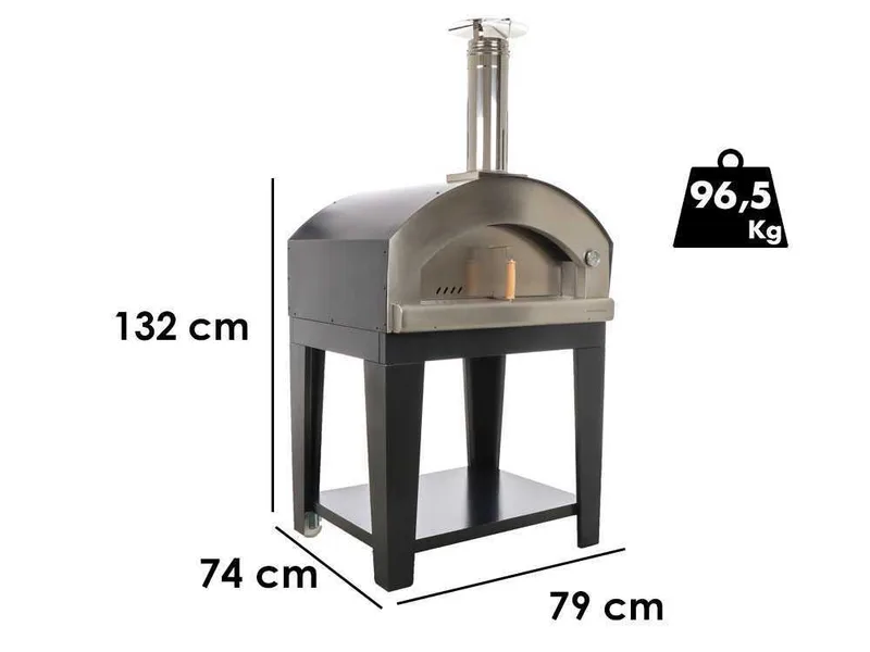 Rossofuoco Campagnolo - Four à bois d'extérieur avec chariot - Noir
