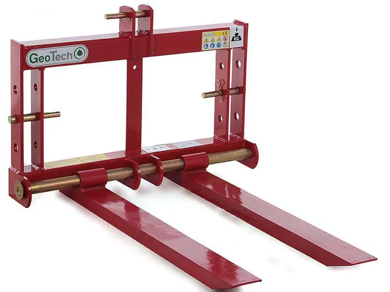 GeoTech D1200 - Fourche à palettes pour tracteur - Portepalette postérieure - Capacité de charge 1200 Kg