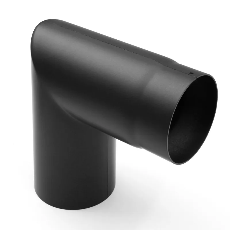 Raik Basic coude de tuyau de fumée 150mm noir 90° 2-pièces, sans porte pour tuyau de fumée / conduit de fumée