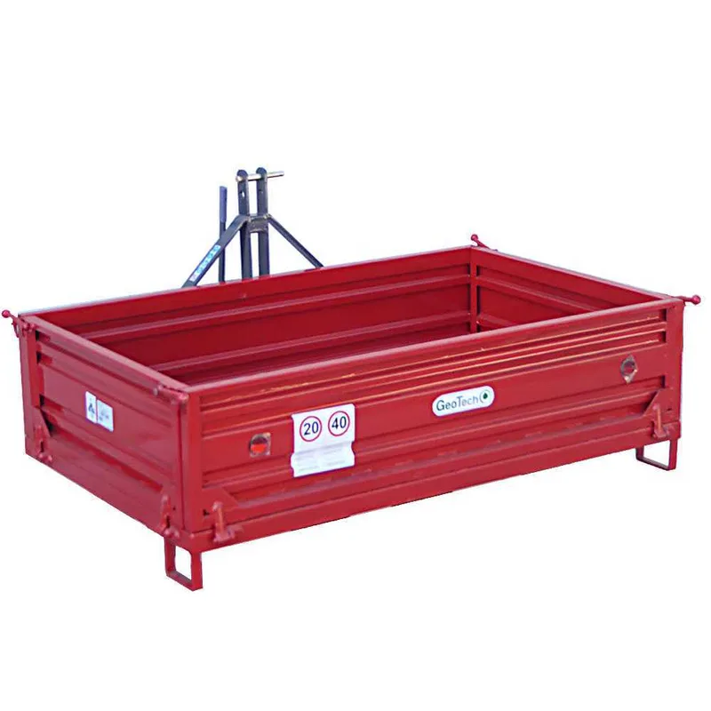 Benne 3 points pour tracteur GeoTech TRP 200 - Basculante - 3 ridelles ouvrables