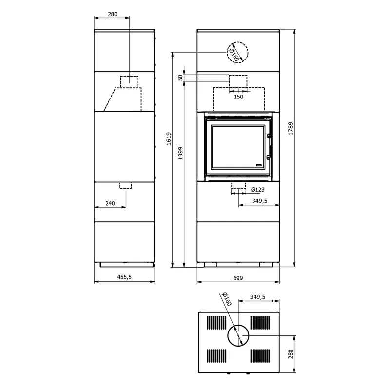Wamsler Modulo 70/180 G Kit de cheminée Blanc