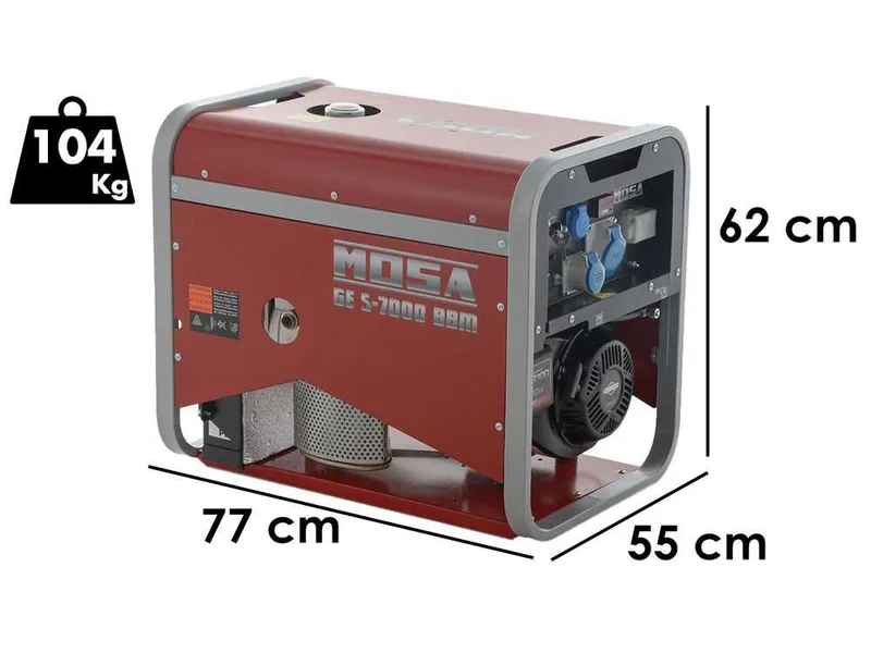 MOSA GE S-7000 BBM AVR EAS - Groupe électrogène à essence avec AVR 6.5 kw - Continu 5.4 kW monophasé + ATS - Moteur B&S XR2100