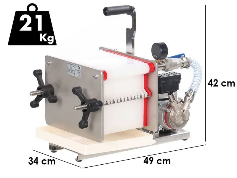 Enotecnica Pillan F14 - Filtre à vin professionnel avec 14 cartons 20x20 cm - Châssis INOX et pompe NOVAX