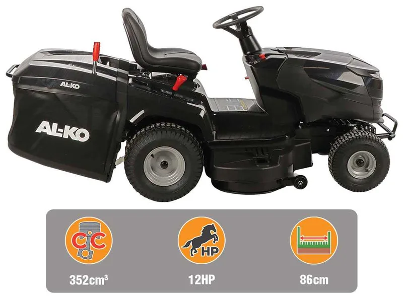 AL-KO Easy 13-86.6 M-A - Tracteur tondeuse - Boîte de vitesses mécanique - Bac de ramassage