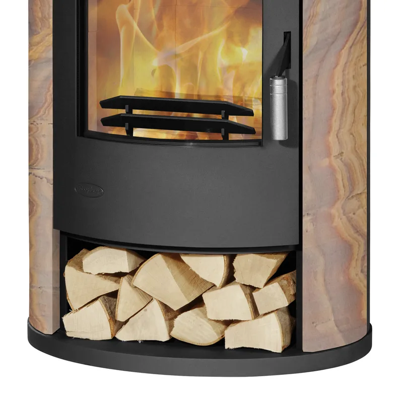 Cheminée Alicante Poêle à bois Acier Noir | Loticstone Pierre de sable