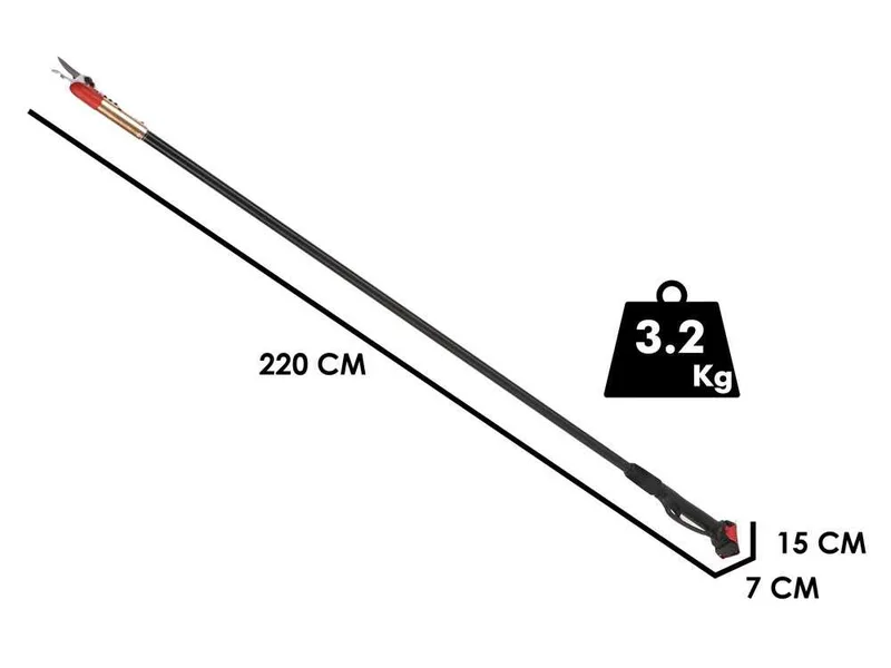 Blue Bird HPS 22-220 - Sécateur de taille électrique sur perche de 220 cm - 21,6V 2,5Ah - Diamètre de coupe 40 mm