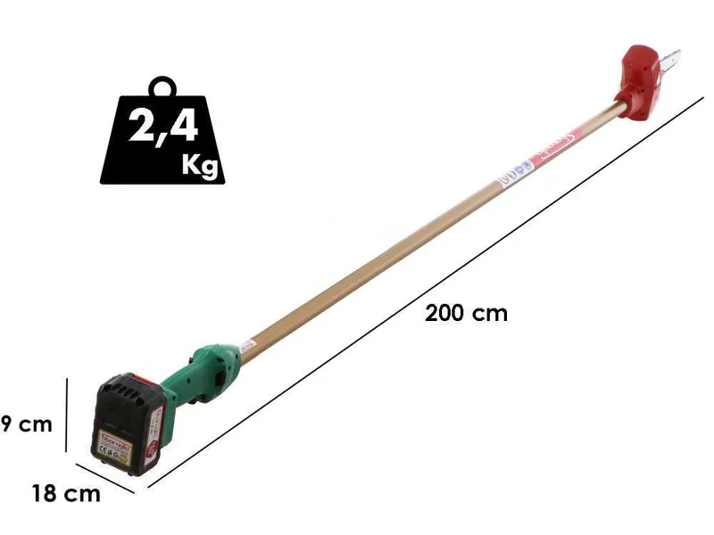 Sbaraglia Ares 21V - Élagueuse à batterie sur perche de rallonge - 2x 21V/5,2Ah