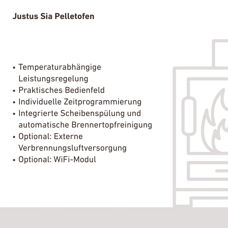 Justus Sia poêle à granulés acier noir