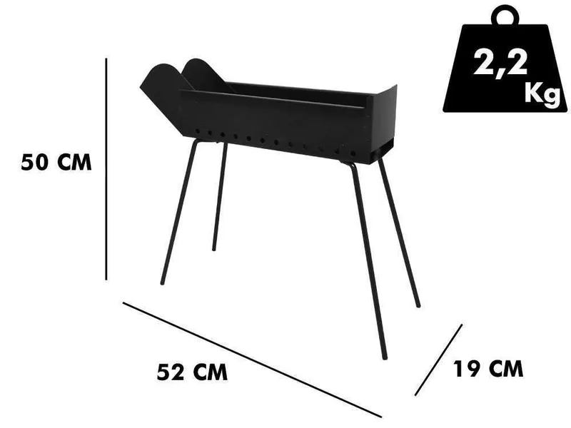 Mille BBQ-40 Go - Barbecue spécial pour brochettes à charbon - 40x14 cm