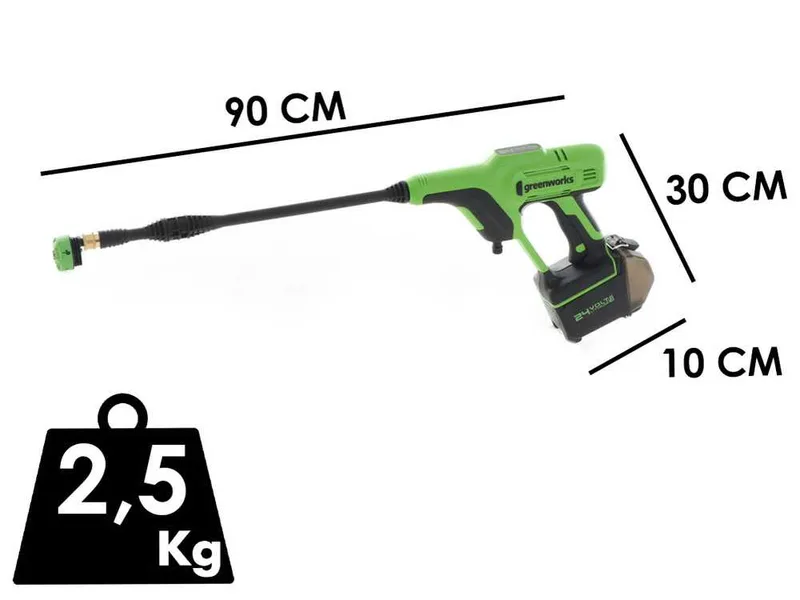 Greenworks G24PWXK4 - Pistolet nettoyeur à batterie - 24 bar - 24V - 4Ah