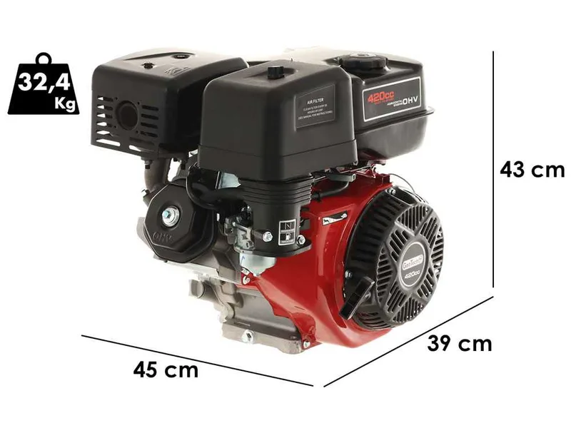 Moteur à essence monocylindrique 4 temps à arbre horizontal GeoTech Pro 420 cm3 - démarrage électrique