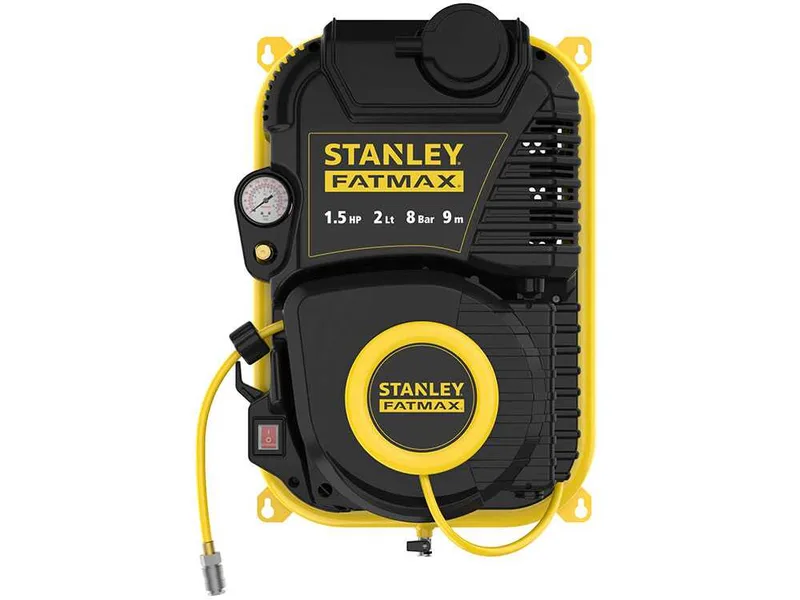 Stanley Wall Tech Pro - Compresseur d'air électrique monophasé mural, oil-less - Moteur 1.5 CV - 2 L