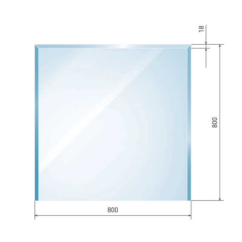 Plaque de verre carrée Raik Kamin 2 avec facette incluse