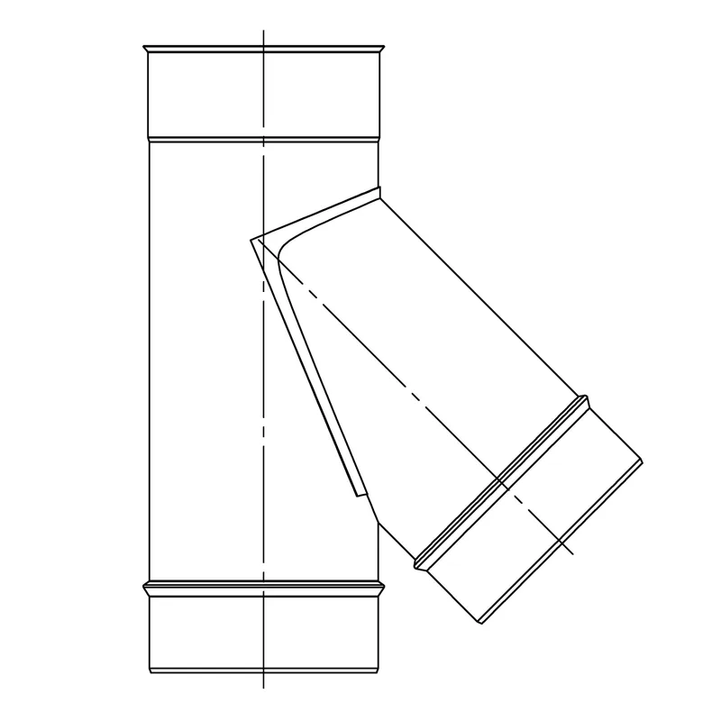 Opsinox conduit de cheminée en acier inoxydable 130 mm T-pièce 45°