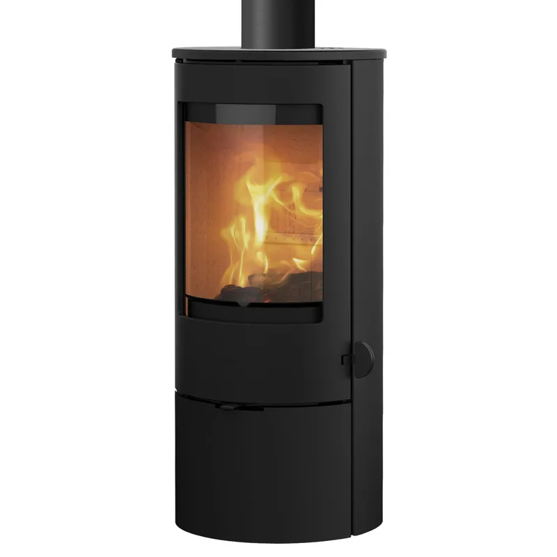 Poêle à bois Lotus Prestige Basic Noir, évacuation des fumées par le haut