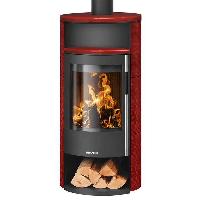 Oranier Polar Neo 6 Poêle à bois Acier Noir / Céramique Rouge Paprika, DIBt