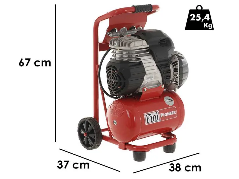 Fini Pioneer 244 - Compresseur d'air électrique portatif compact - Moteur 1.5 CV - 8 bars
