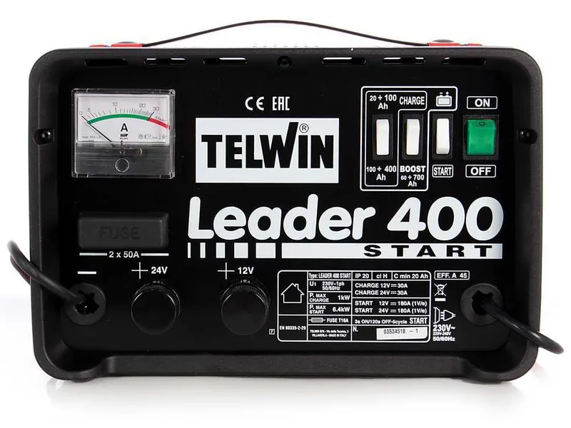 Telwin Leader 400 Start - Chargeur de voiture et démarreur - batteries humides/démarrage-arrêt 12/24V