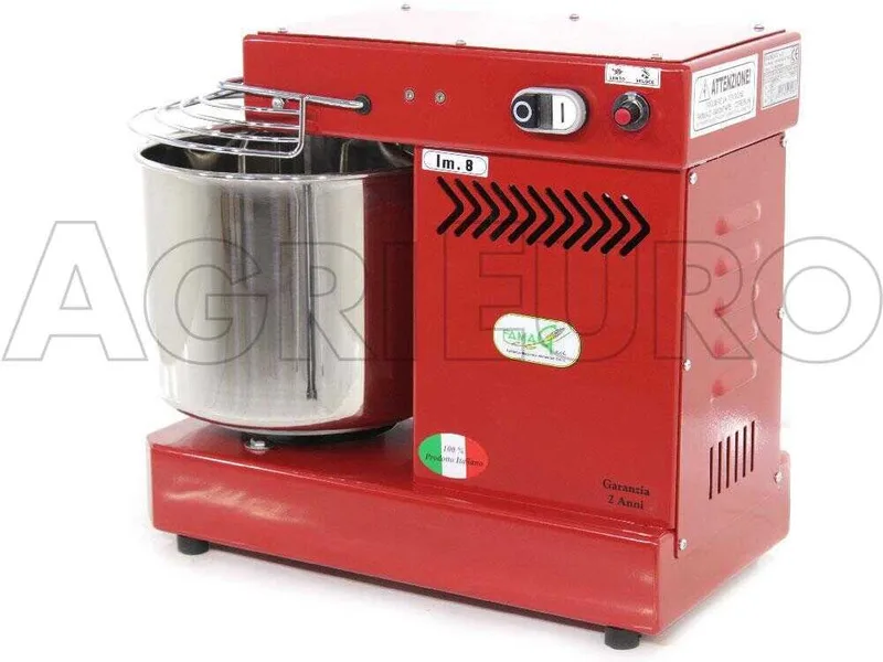 Pétrin à spirale Famag IM 8 à 10 vitesses avec moteur électrique - 8 KG - Rouge